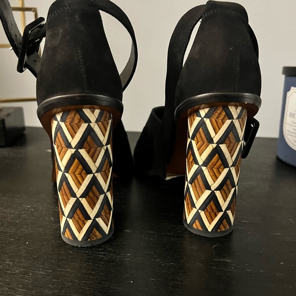 Size 9 Black Suede Brian Atwood open toed heels -new - Picture 2 of 7